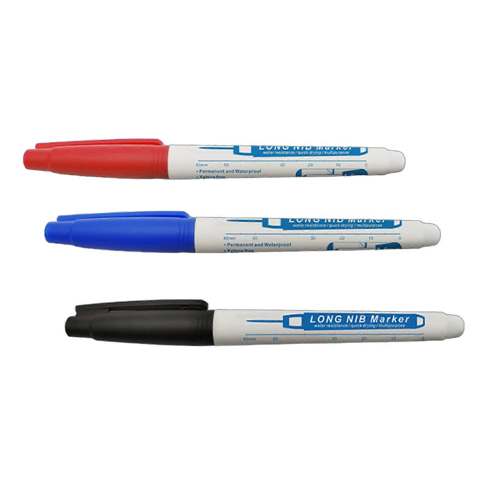 3Pcs Long Nose Marker 30mm Deep Reach Marker Long Tip Marker Pen, Waterproof Deep Hole Marker Carpenter Marker