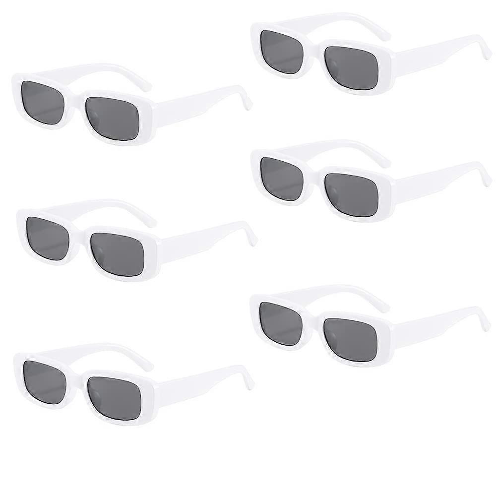 6 Pack Rectangle Sunglasses Retro 90s Square Frame Trendy Halloween Christmas Gifts Bulk AZ9562