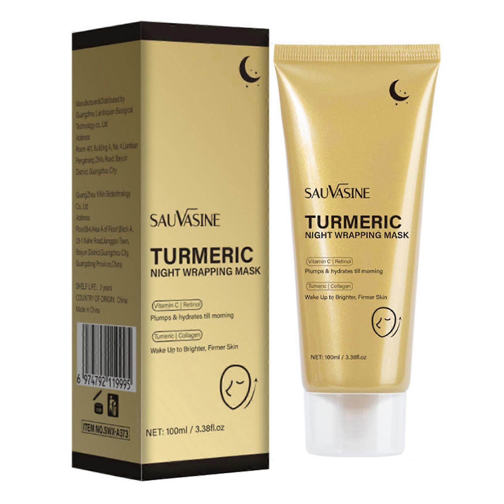 Turmeric Night Wrapping Mask for Dark Spots & Glowing Skin, Collagen Brightening Skincare