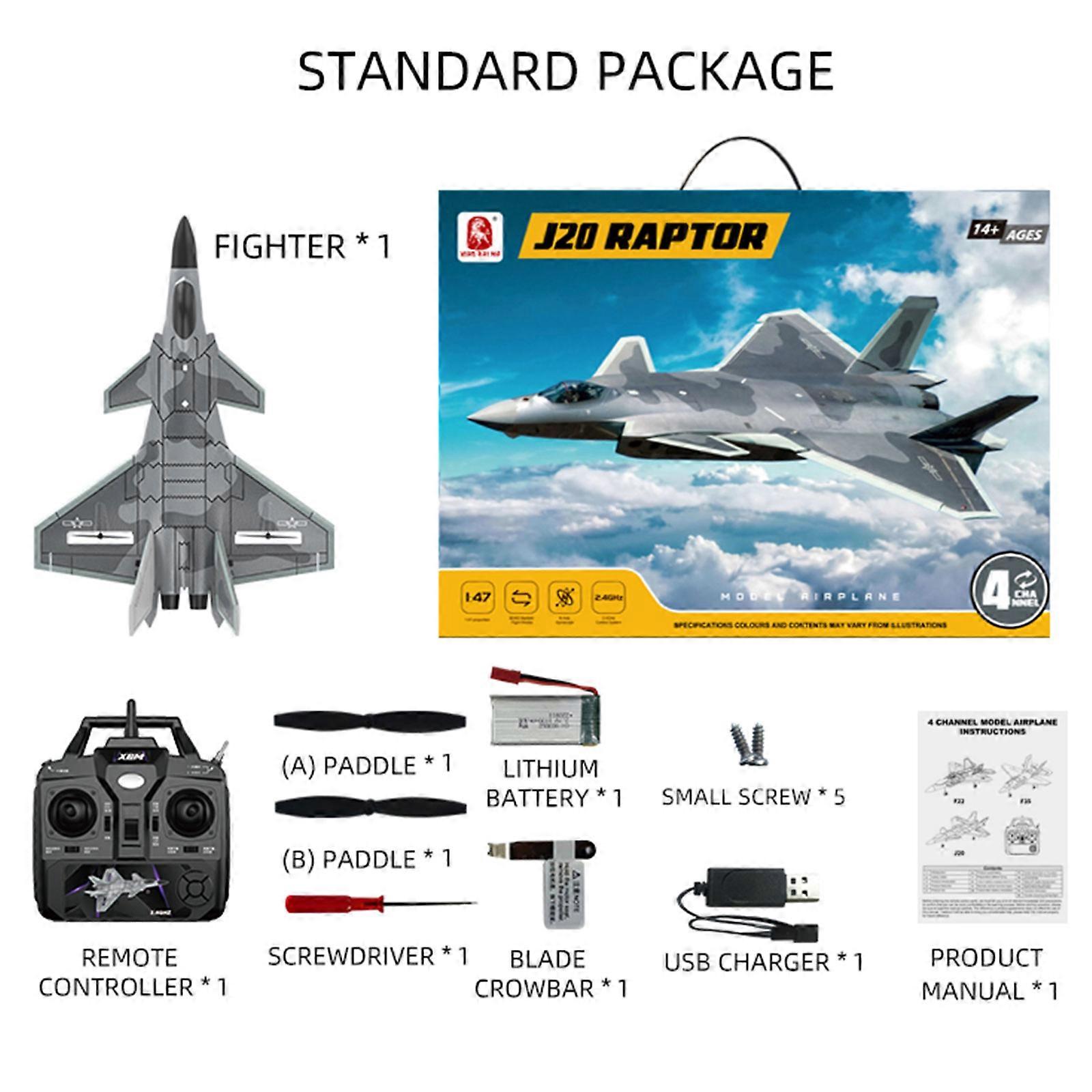RC Plane 4CH Remote Control Airplanes Electric RC Glider Ready & Easy to Fly for Beginners RC Aircraft Fighter Jet camouflage gray