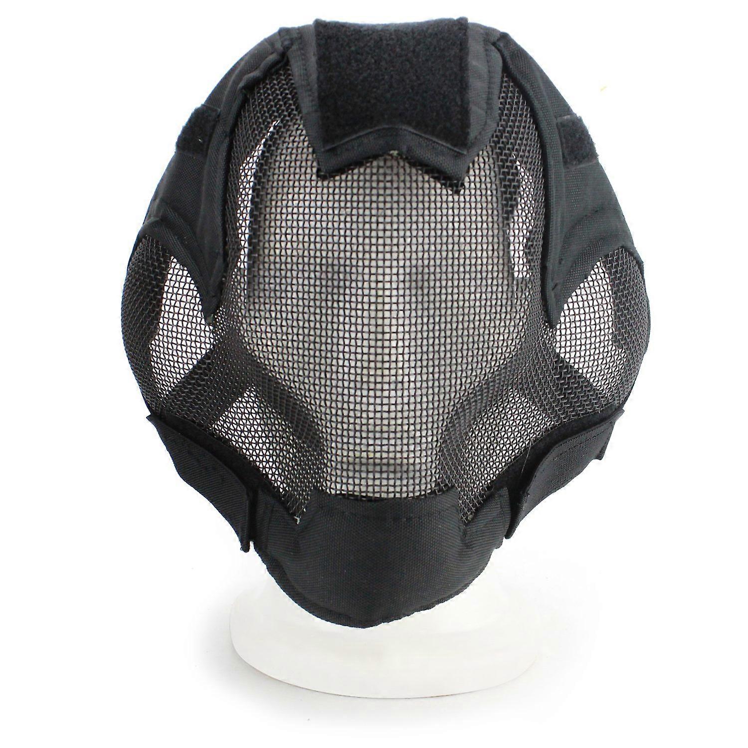 Tactical Airsoft Mask, Full Face Mesh with Ear Protection for Outdoor CS Game Hunting Paintball Black