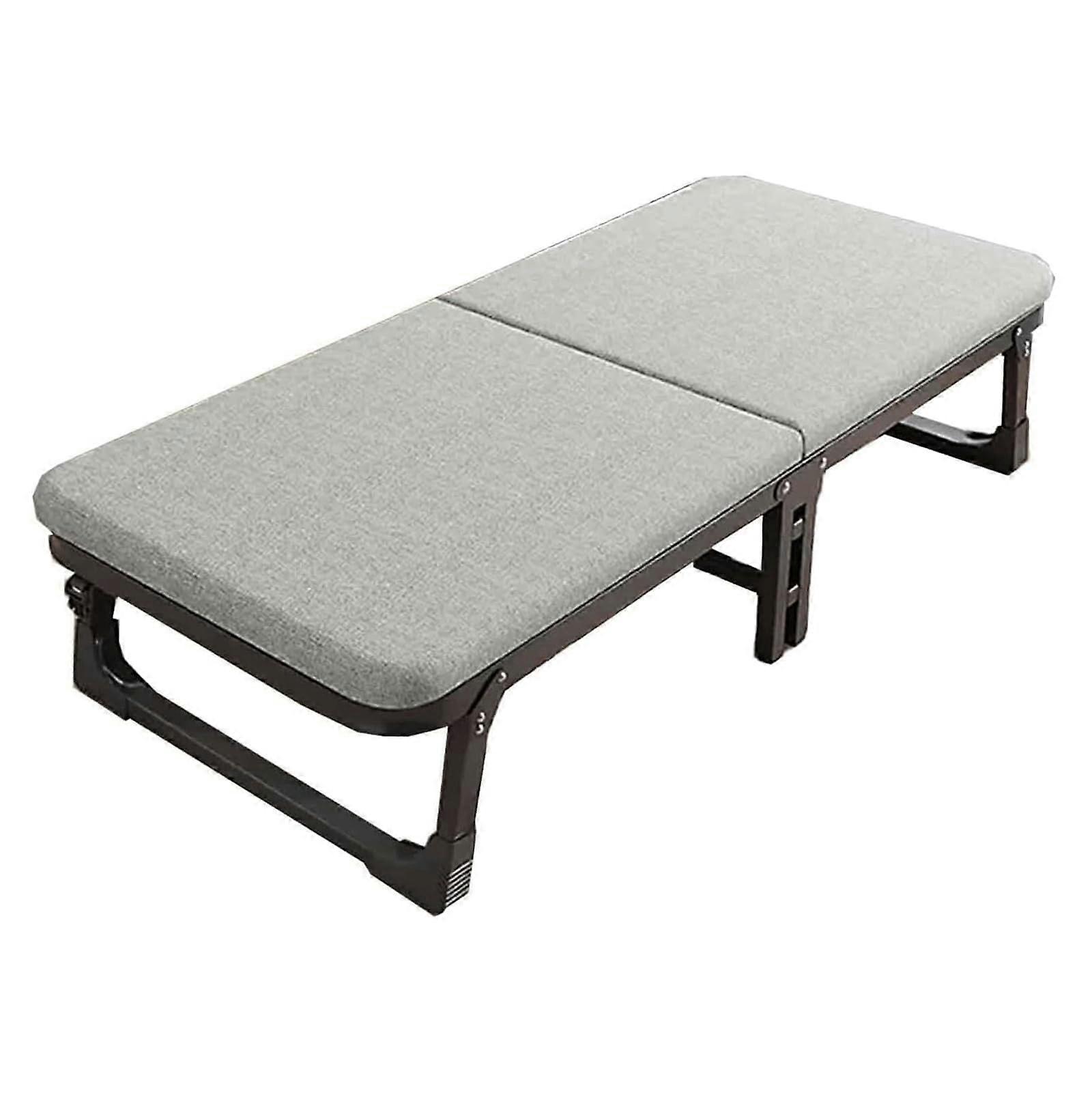 Folding Camping Bed with Wheels, Tubular Steel Frame, 185x70x38cm, Grey, Includes Mattress, 150kg Load Capacity