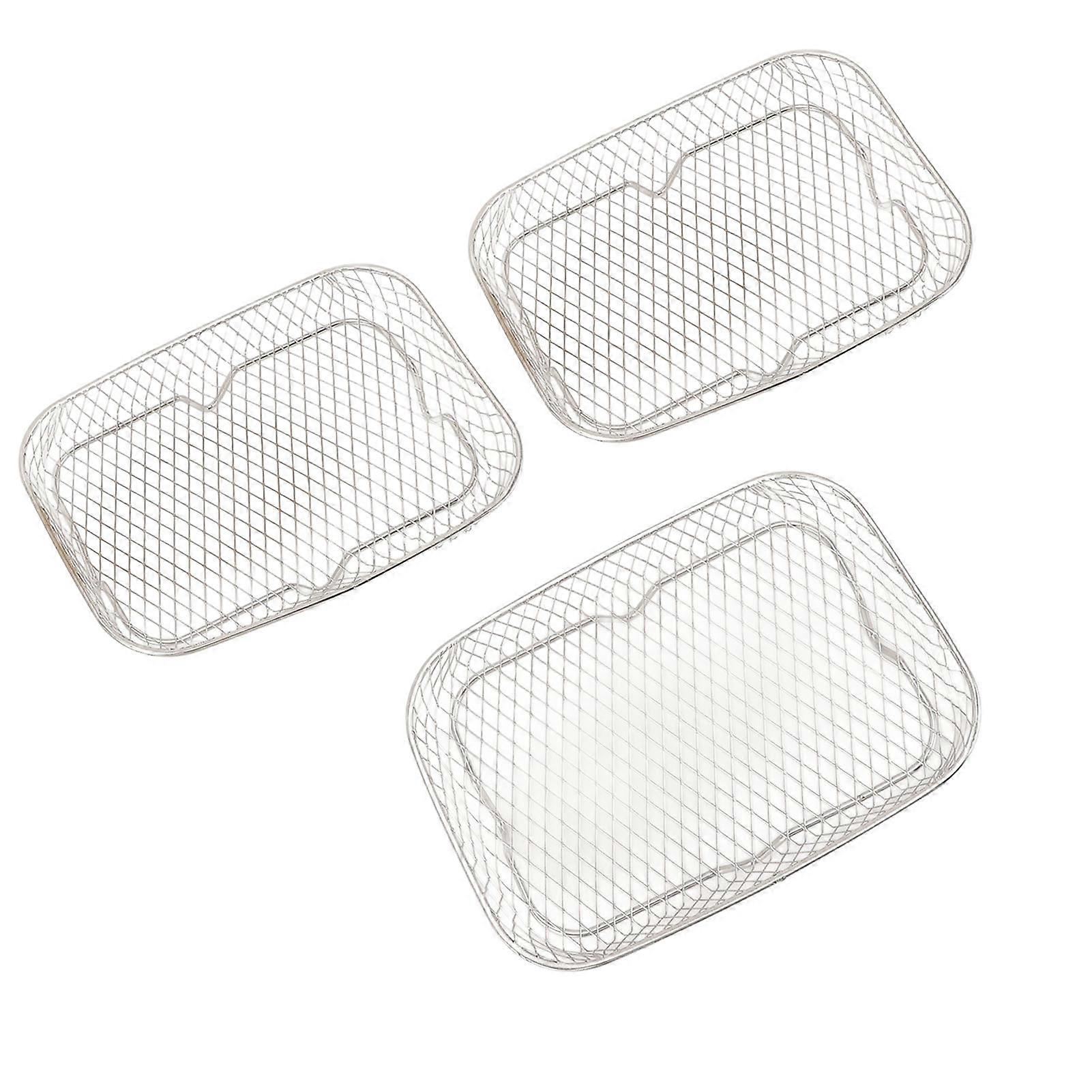 3pcs Stainless Steel Fryer Rack Set Stackable Multifunctional Basket