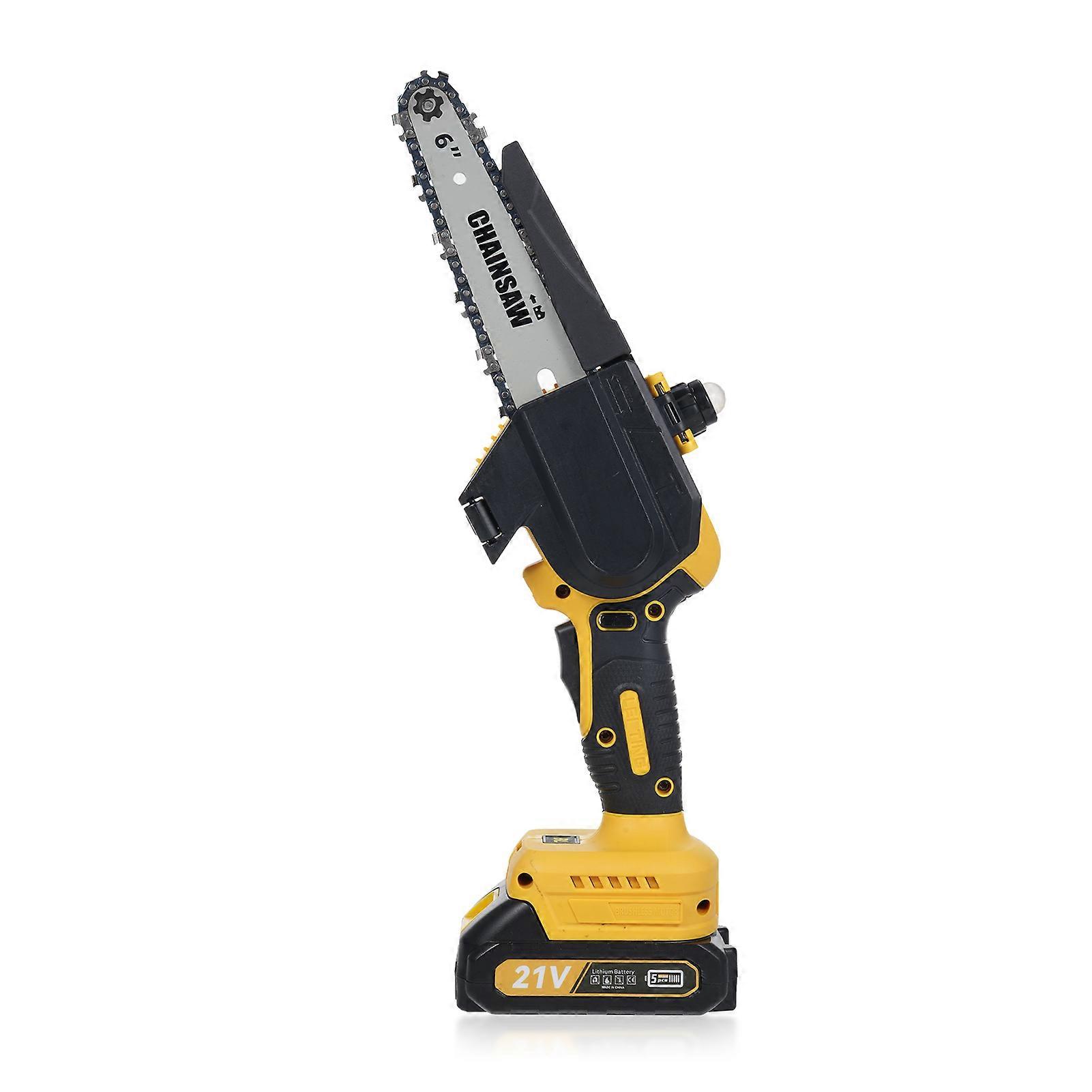 Mini Chainsaw Cordless 6 Inch Portable Electric Chainsaw Brushless Handheld Chain Saw with 2 Batteries for Cutting Wood Trimming Tree Branches Courty