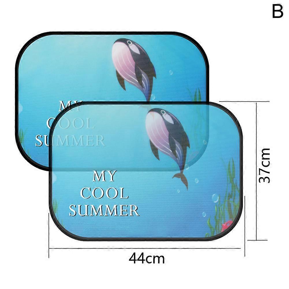 Seabed whale - pair (B)$ Electrostatic adsorption side window sun block car sun block side block cartoon sun protection heat insulation visor