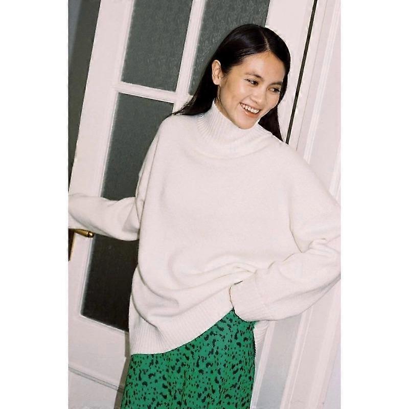 Kvinders efterår og vinter strikket halvhøj hals løs