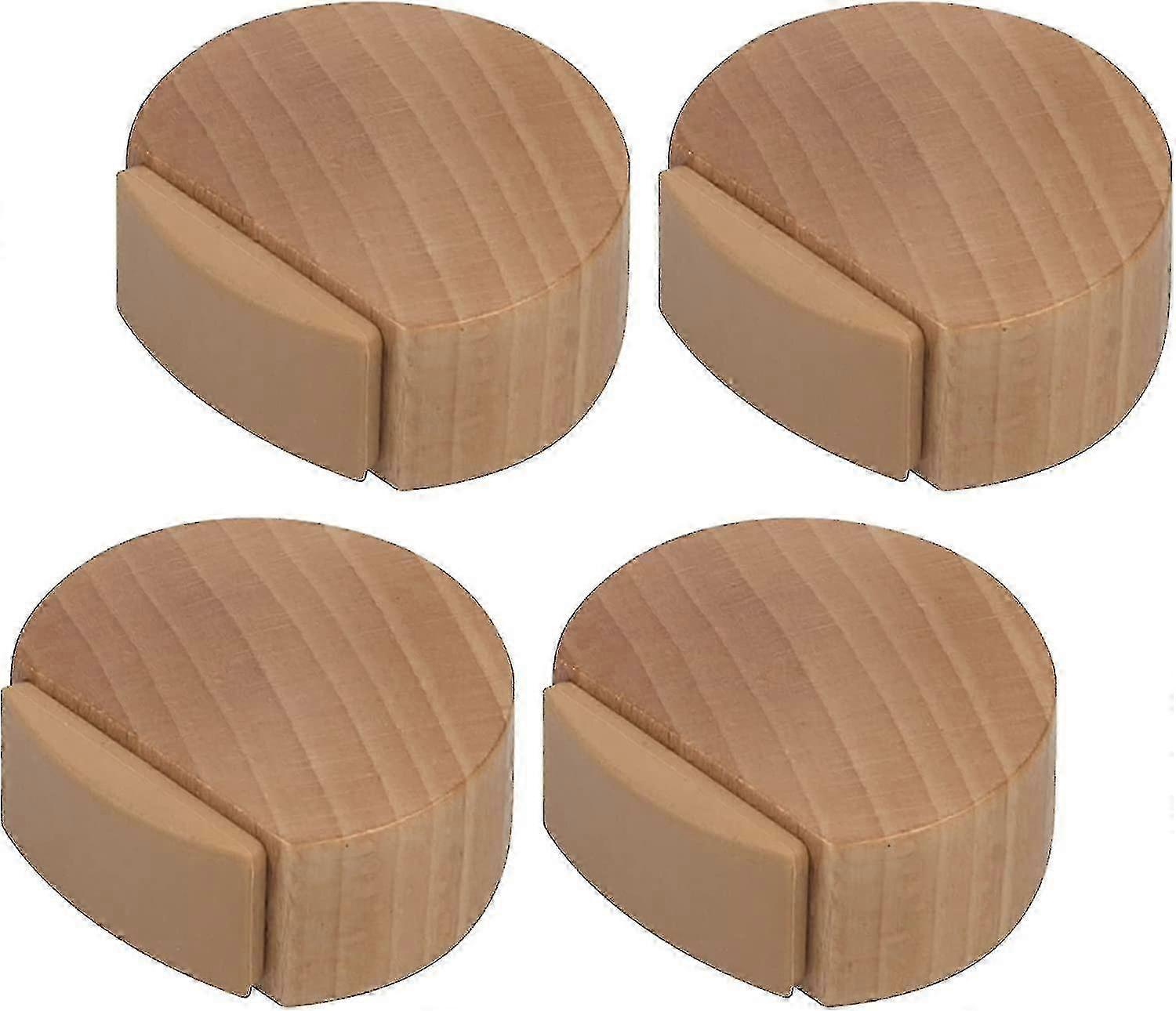 木製粘着ドアストッパー4個セット - 寄木細工の床とドアのためのエレガントなフロアプロテクター