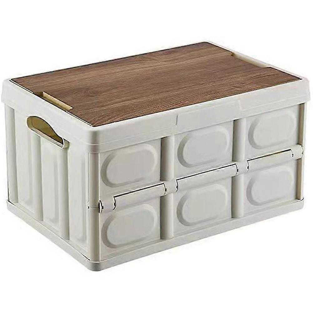 Camping Storage Basket Multi-Functional Storage Box Outdoor Use Wood PP Material Dust-Proof Water-Resistant 1Pack