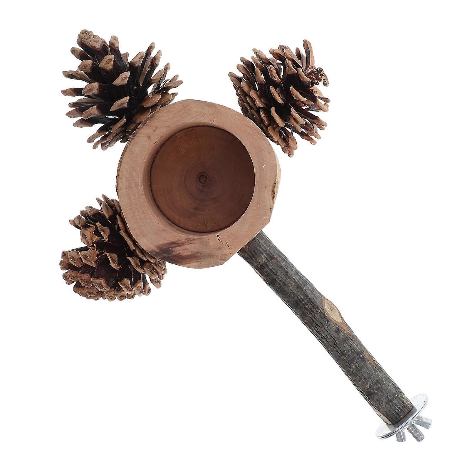 Coffee Colored Wooden Parrot Play Stand for Birds Training and Feeding Portable Design Safe Activity Space Parakeets 1Set