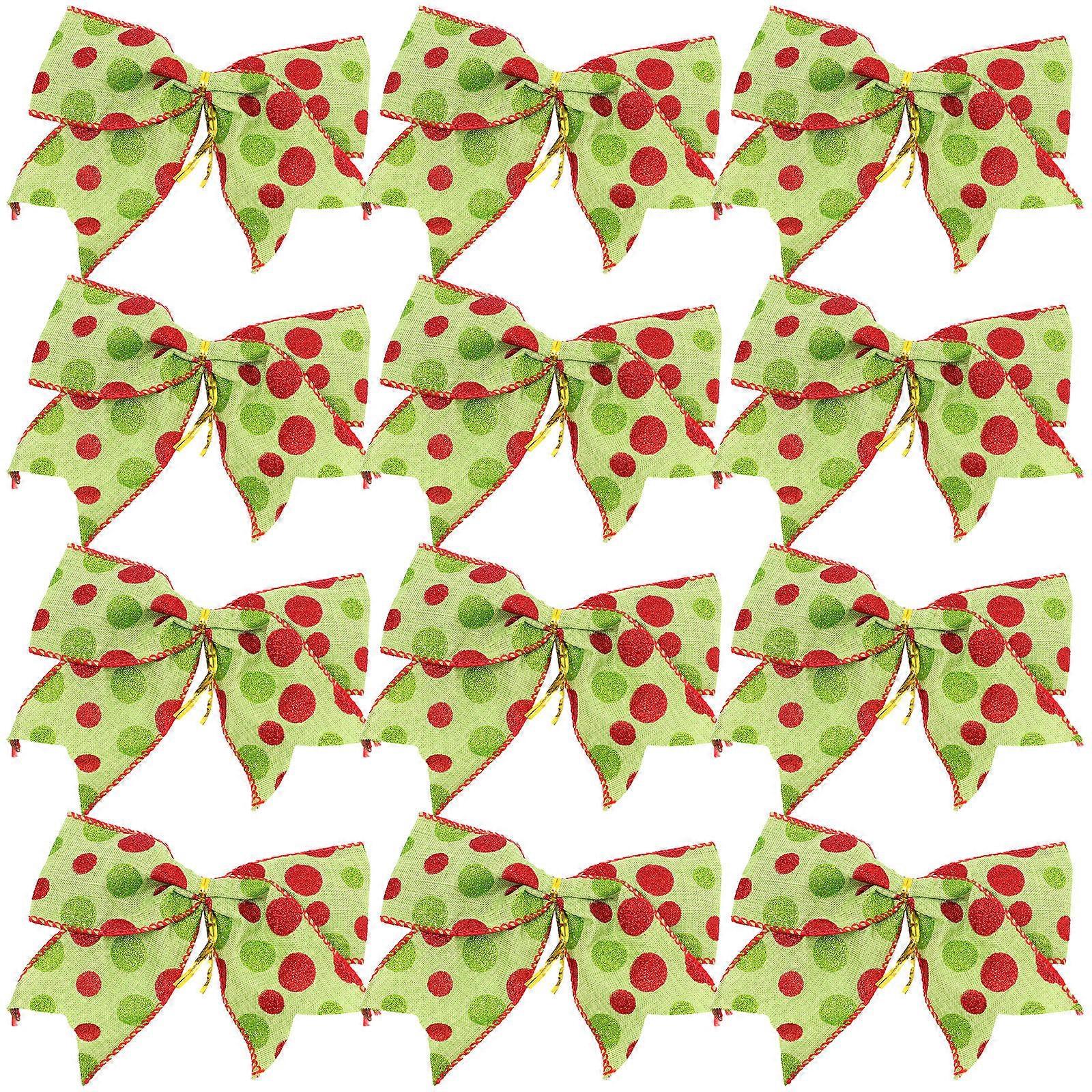 Festive Holiday Bows Christmas Bows Decoration present Wrapping Party Layout Tree Ornament 12Pcs