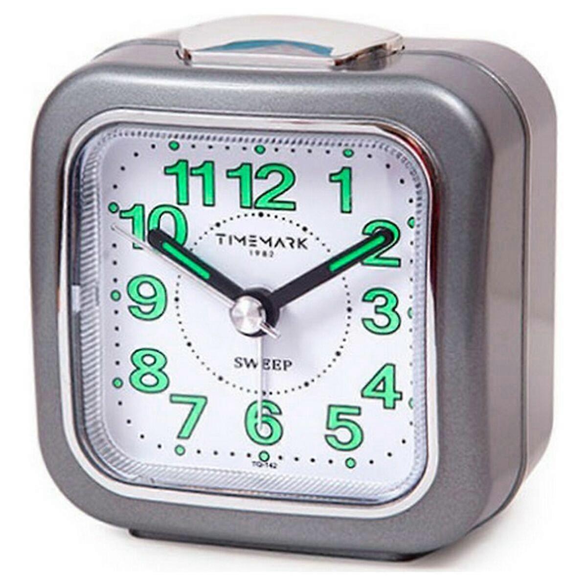 Analog Alarm Clock Timemark Gray Quiet with Sound Night Operation (7.5 x 8 x 4.5 cm)