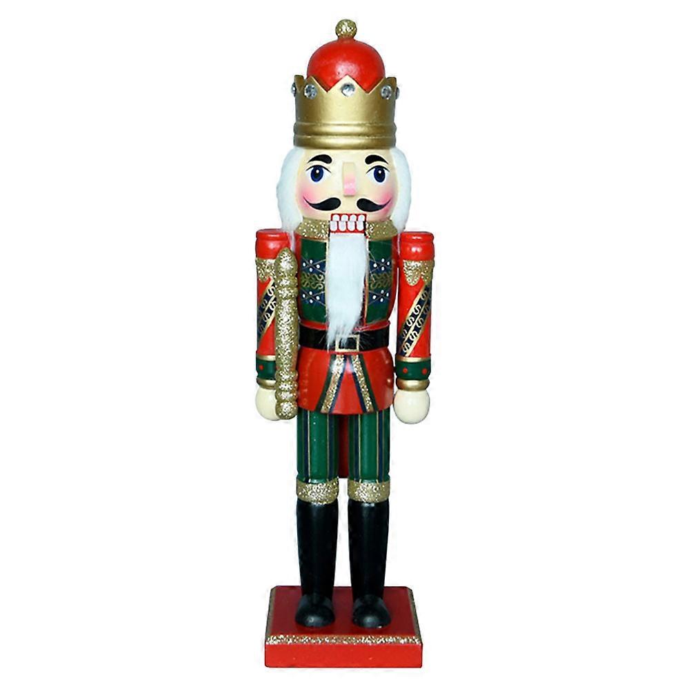 Nutcracker Soldier Statue Wooden Nutcracker Figure Christmas Decoration 36.00X10.00X8.00CM Red Color 1Pack