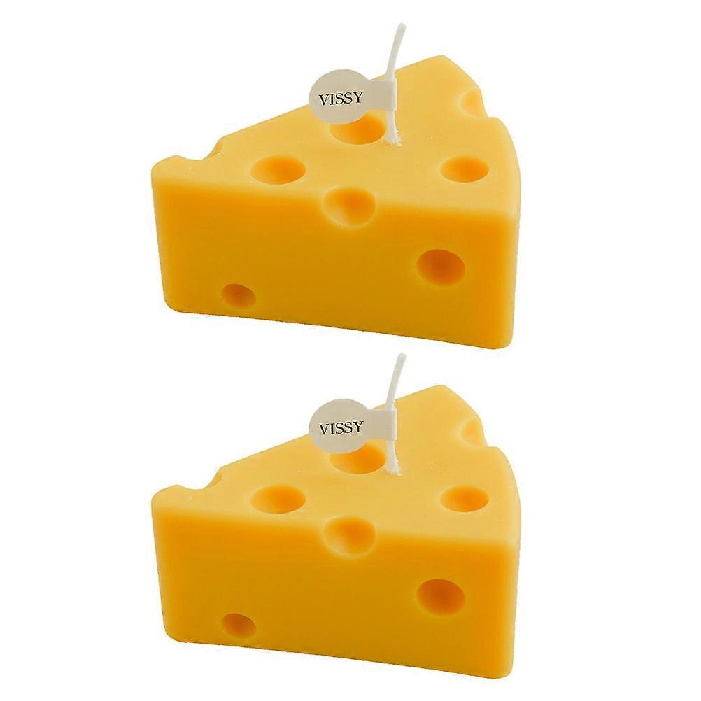 Adorable Shaped Candles Cheese Candles Household Ornament Aesthetic Design Yellow 8X6.5X4CM Long Burning 2Pcs