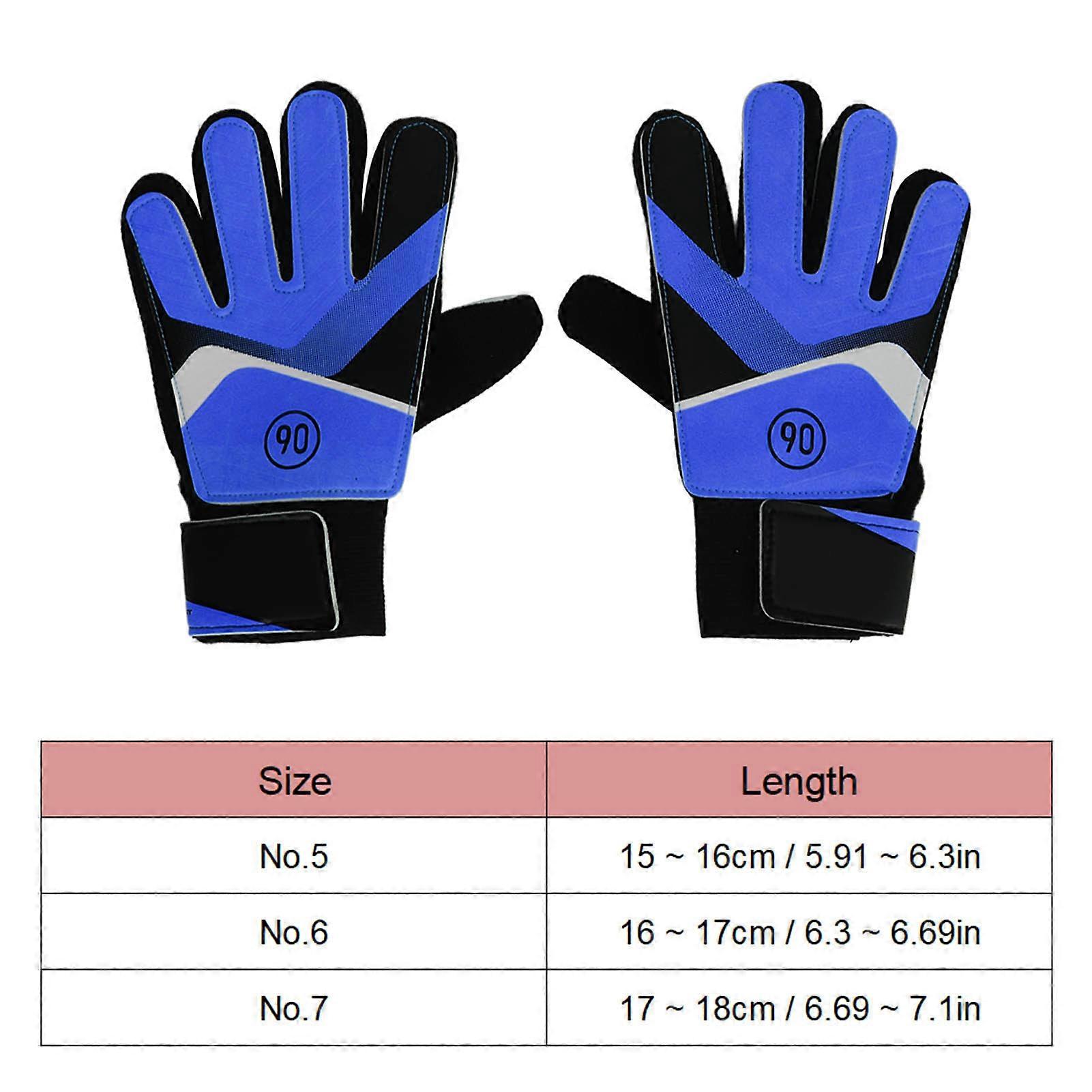 1 paire de gants de gardien de but pour enfants, gants de football antidérapants, gants d'exercice bleus, 16 à 17 cm