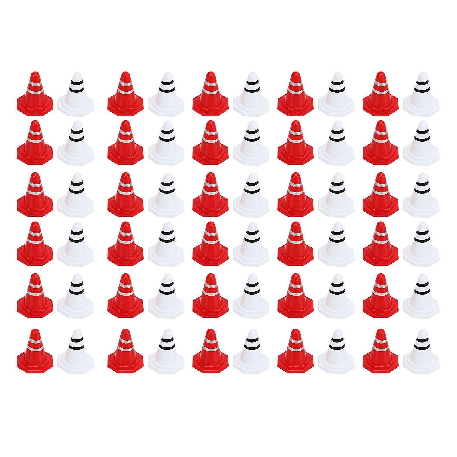 60 Pcs Traffic Cones Toys Red White Mini Traffic Cones Miniature Lifelike Road Block for Soccer Training RC Car Gaming
