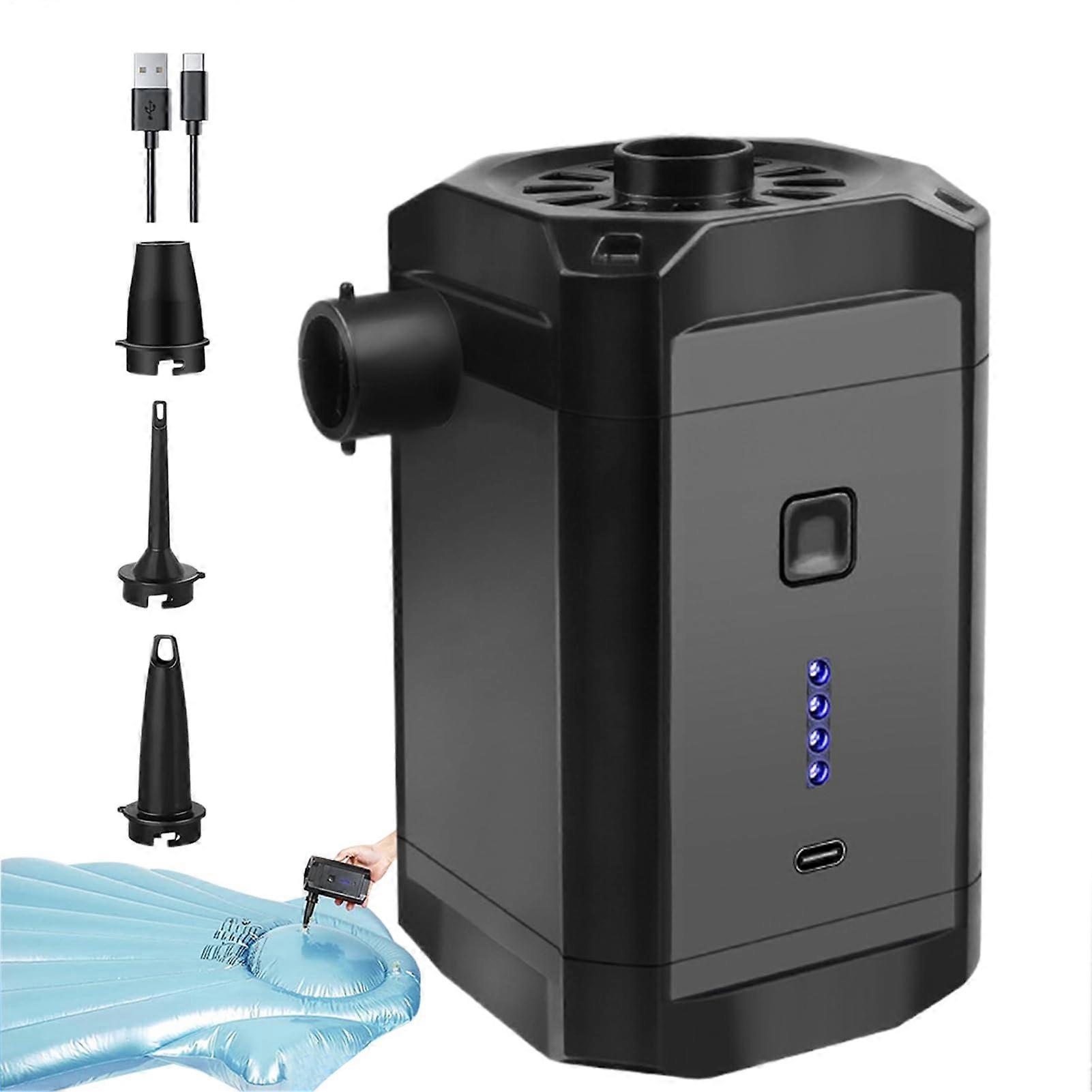 Air Pump for Inflatable Items, Compact Electric Inflator with 3 Nozzles for Pool Floats, Air Mattresses, and Camping Gear