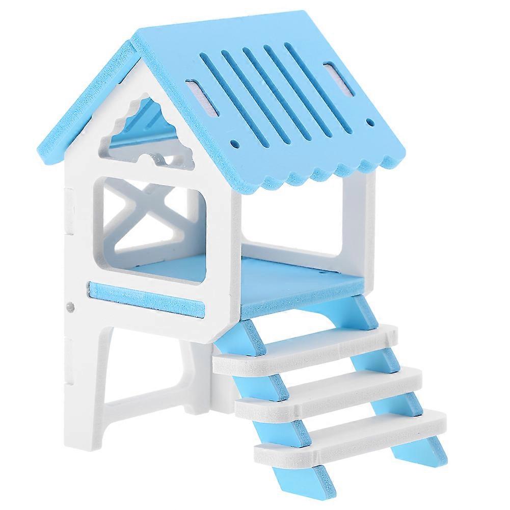 Waterproof Cute Fashionable Assembling Wooden Attic Loft Gazebo for Pet Hamster(Blue)