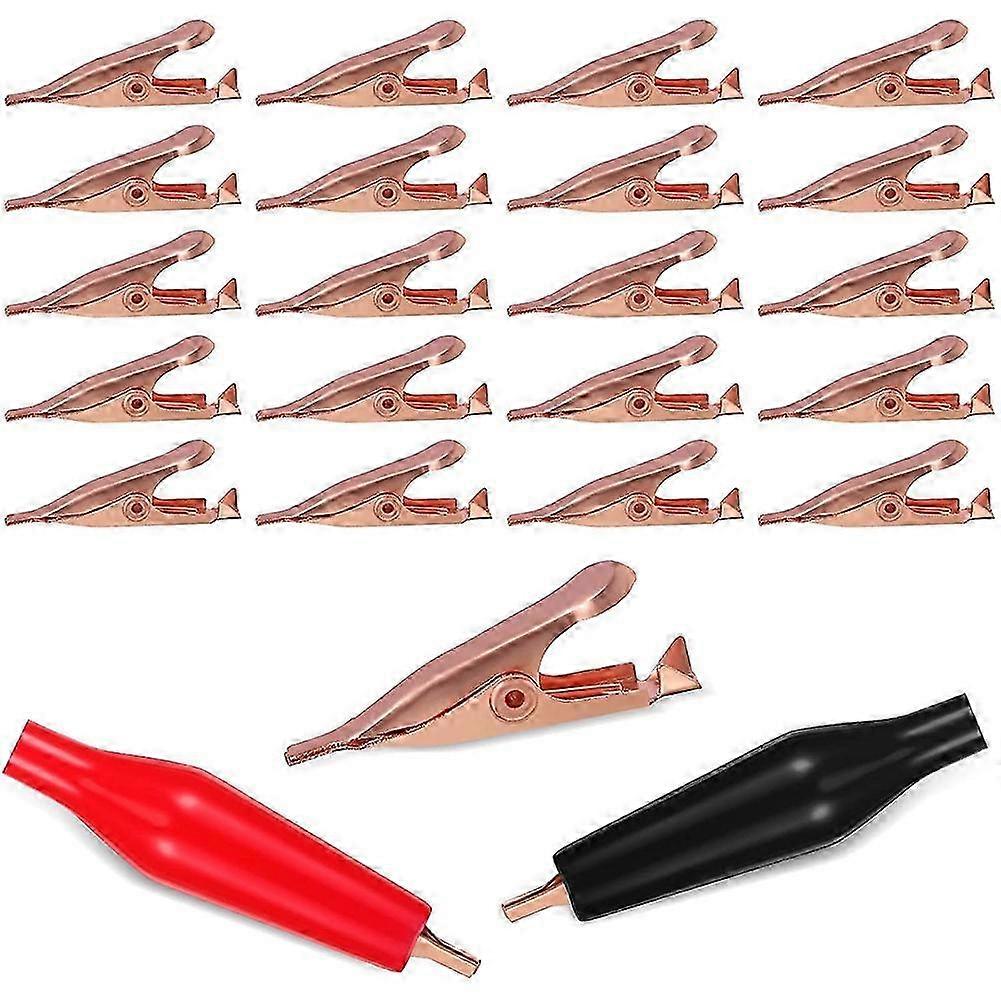 20 Mini Alligator Test Clips, Solid Copper Clips for Electrical Use, 5 Amp with Protective Insulation