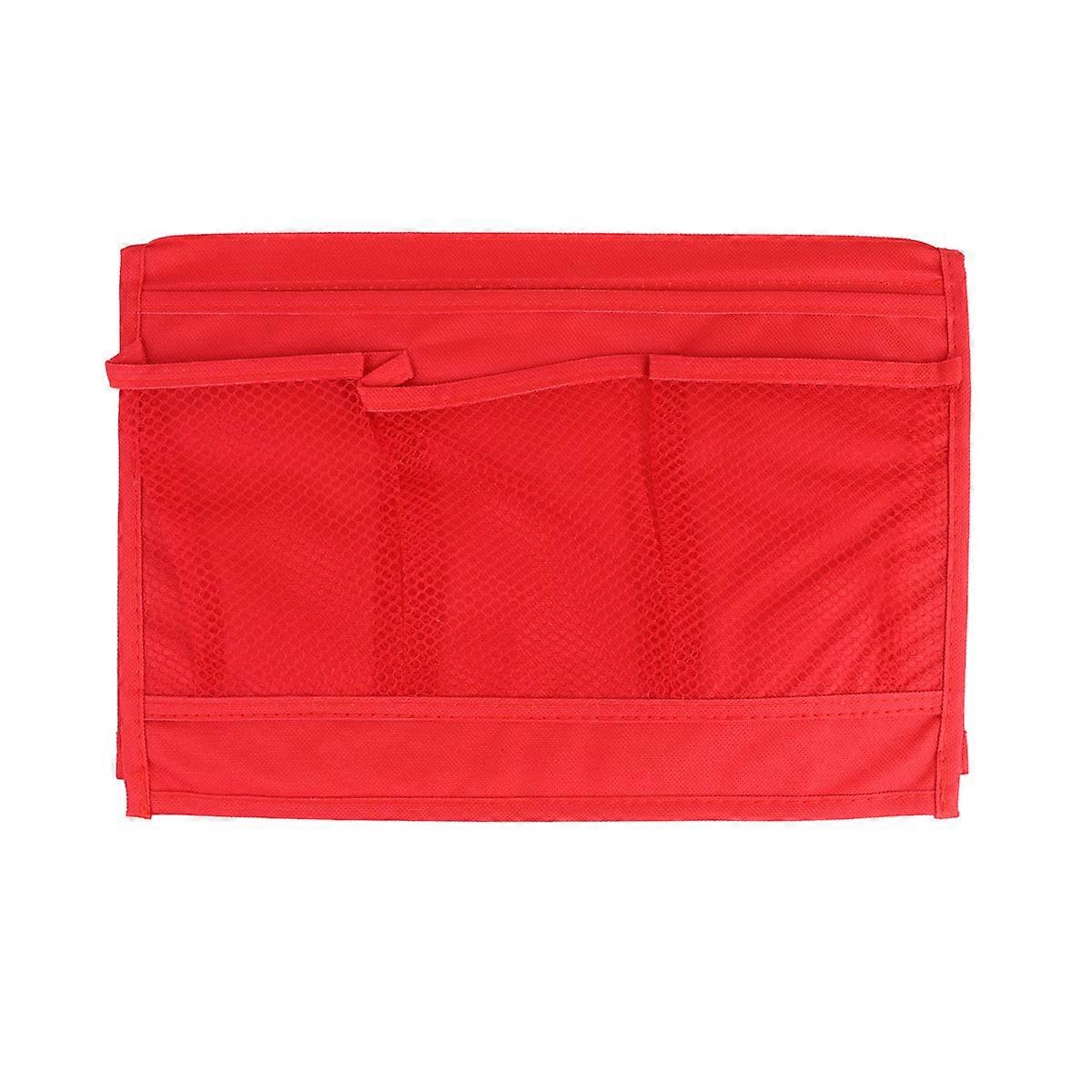 ソファハンギングバッグ赤いベッドサイドオーガナイザー、メッシュ付き病院ベッドサイドソファベッド1パック
