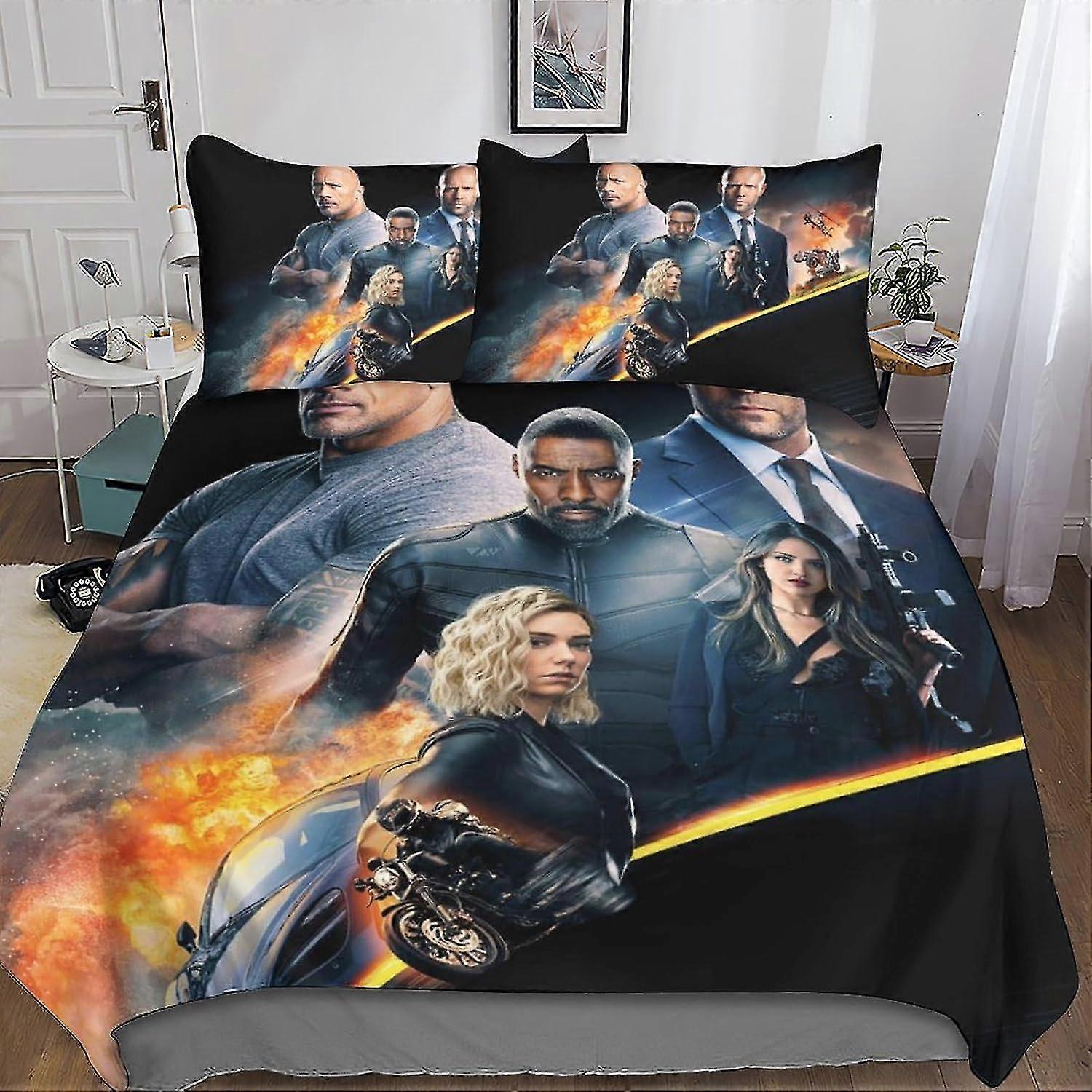 Movie-themed Duvet Set Bedding, 3 Piece Set Duvet Cover Easy Care, Quilt Cover Pillow Cases with Zipper Closure Soft Microfiber