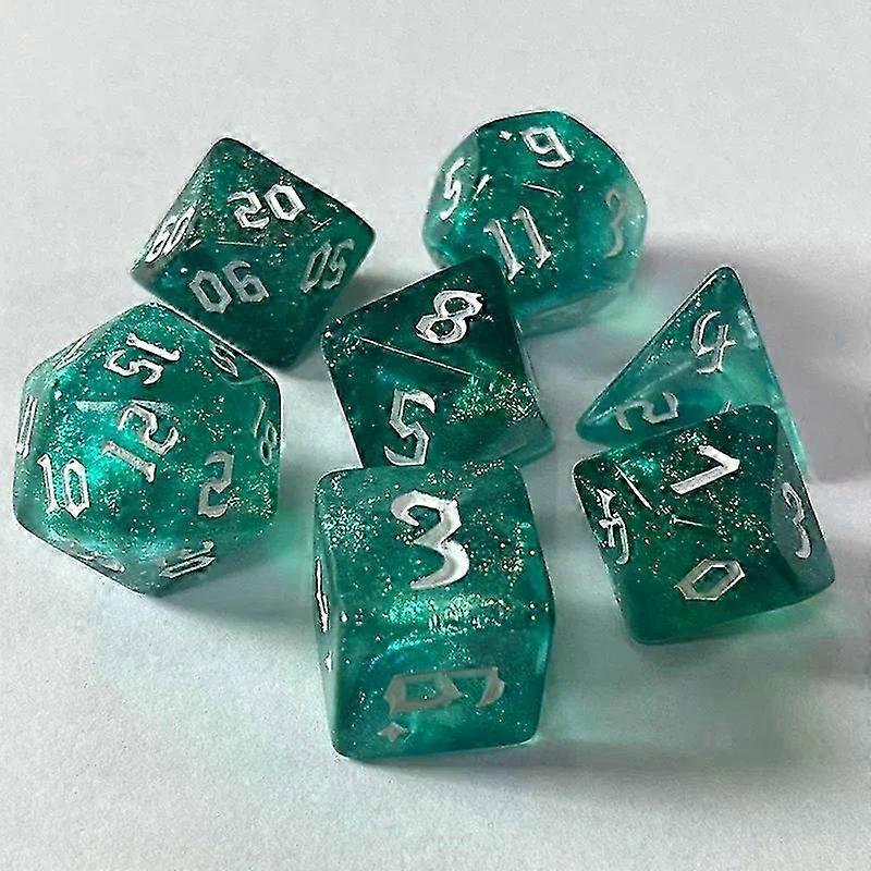 7Pcs/Set Glitter Polyhedral Dice Set Two-coloured D4 D6 D8 D10 D12 D20 for Role Playing Games