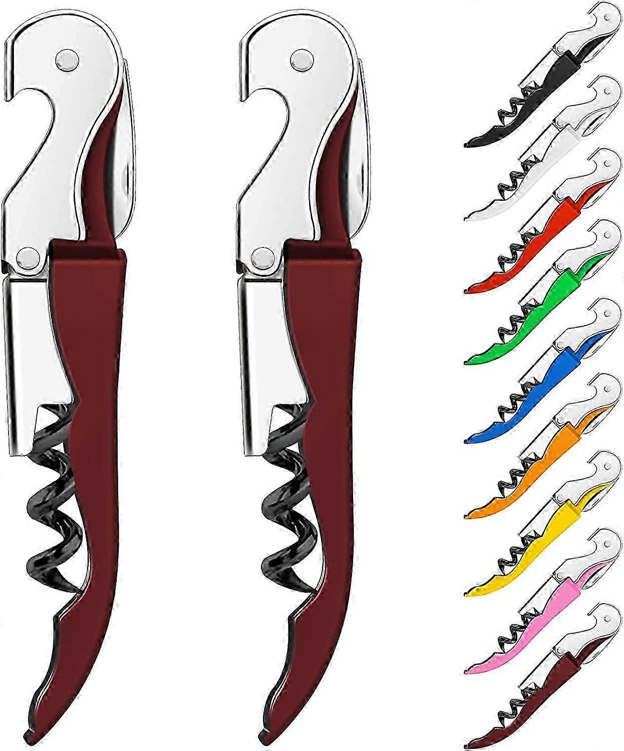 2-Pack Waiter Corkscrew Wine Openers with Foil Cutter (Red)