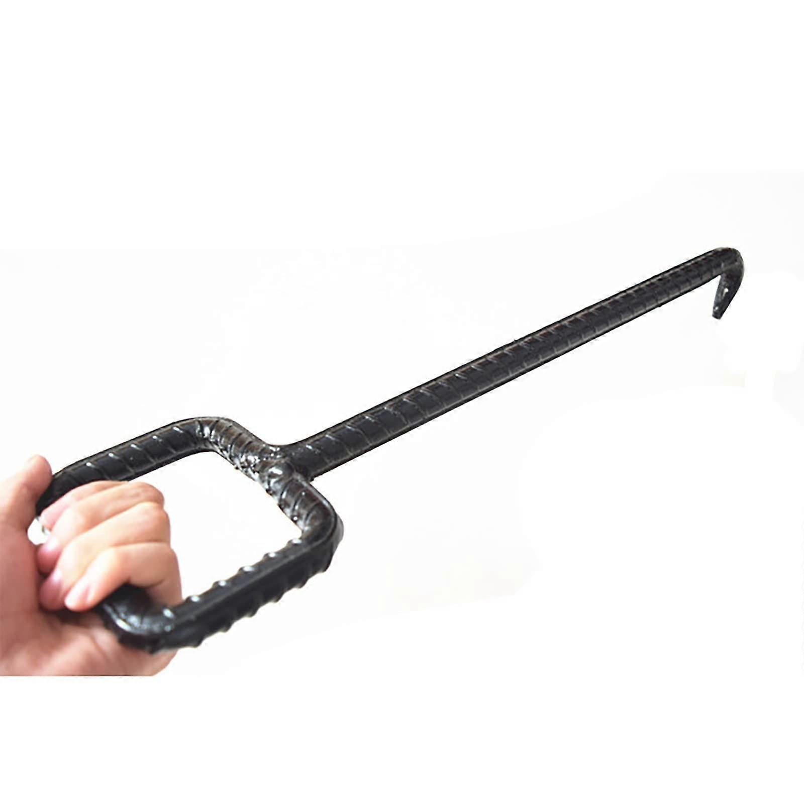 16mm Manhole Hook Tool, Portable Steel Puller for Manhole Cover, Crowbar Single Hook End with Rectangular Handle (Size: Length 42cm/16.5in)