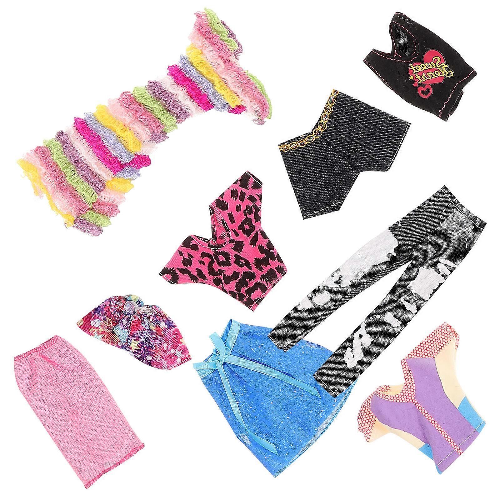 Adorable Outfit Set Doll Clothes Casual Decorative Shorts 16x7cm Easy to Wear 5 Sets