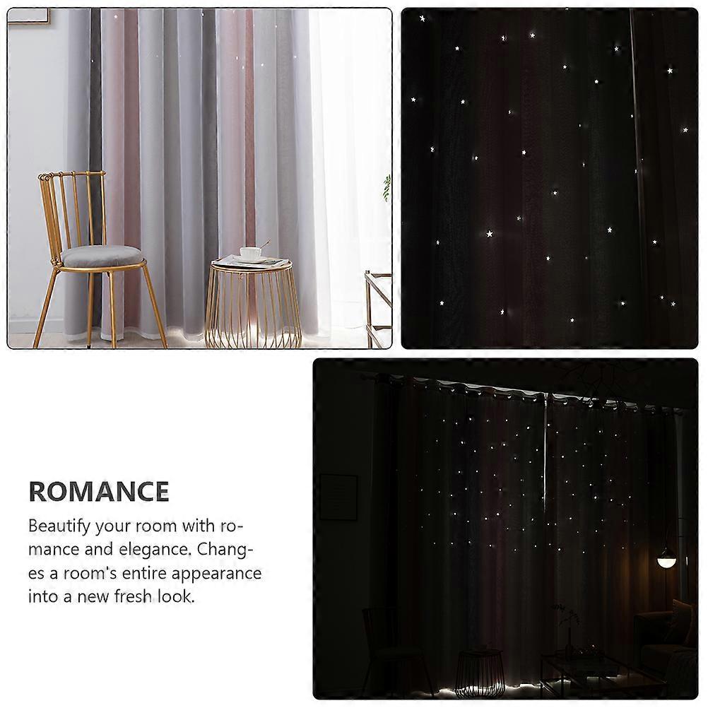 Thermal Curtains Sun Block Darkening Window Curtains Gradient Color Double-Layer Grey 130X100cm 2Pcs