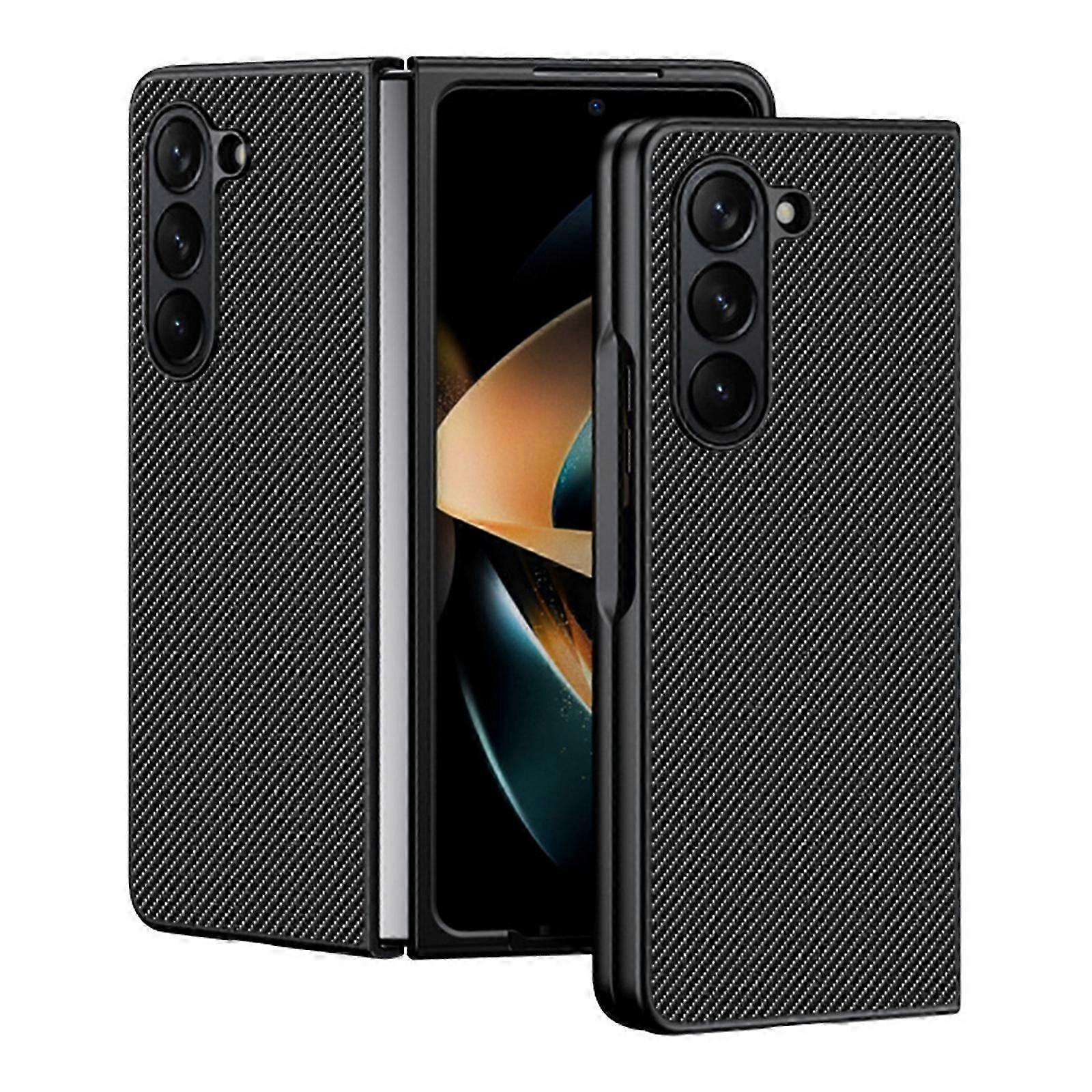 جراب من ألياف الكربون لجهاز Samsung Galaxy Z Fold 5 ، غطاء واقي من الجلد النحيف ، غطاء واقي مضاد للصدمات مضاد للخدش