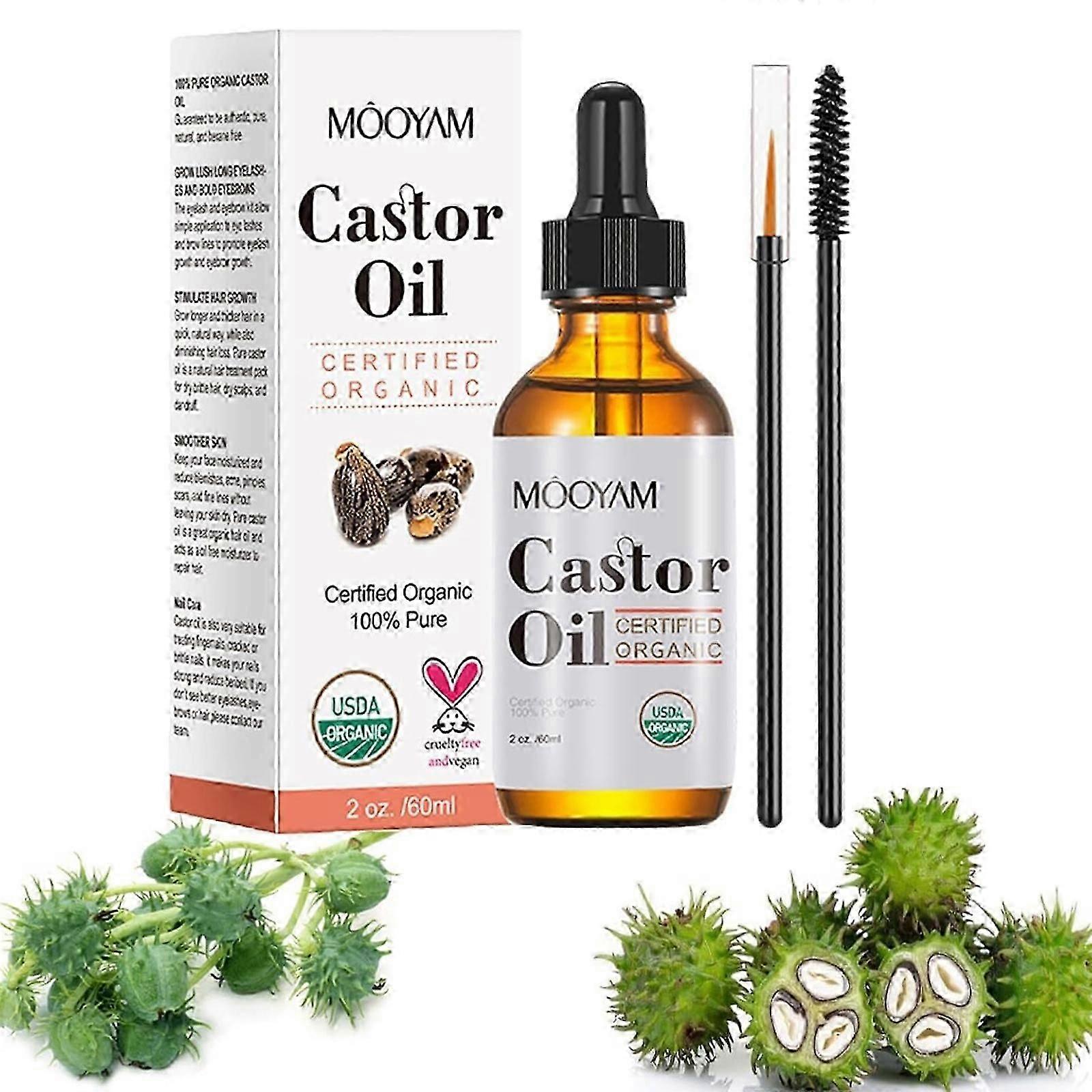 زيت الخروع العضوي ، زيت الخروع النقي 100٪ ، زيت الخروع العضوي المعصور على البارد غير المكرر ، زيت الخروع الطبيعي للشعر ، الرموش ، الحواجب ، ترطيب البشرة