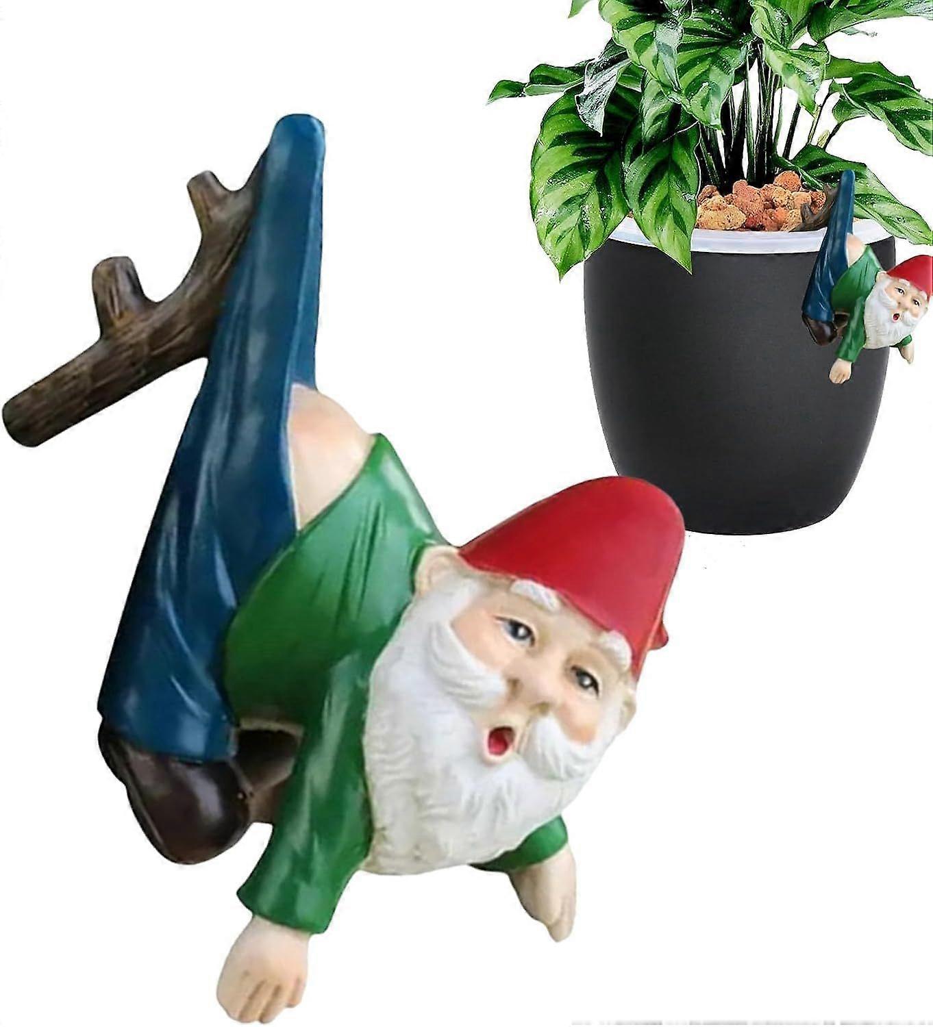 Resin Hanging Garden Gnome Statue for Flower Pots, Vases and Succulents, Indoor/Outdoor Decoration for Yard, Patio, Balcony and Table