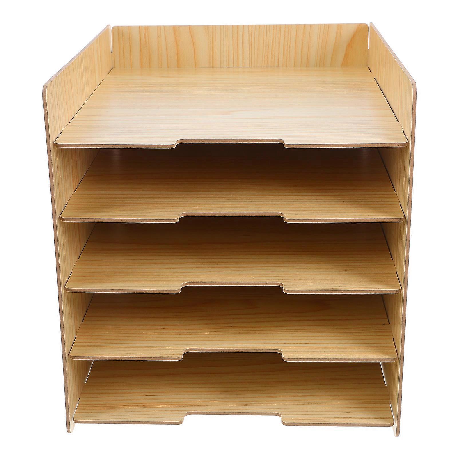 Document Rack Wooden Document Sorting Storage Multi-Layered Simple For Office Home School 31.00X26.50X26.00CM 1Set
