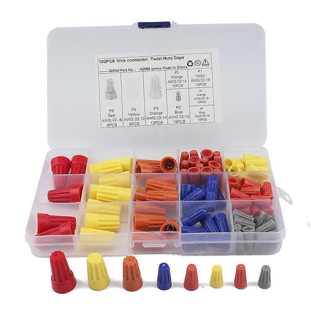 Screw Terminals Wire Connection Spring Insertion Insulating Plastic Awg22-14mm Home Wiring Equipment 102Pcs