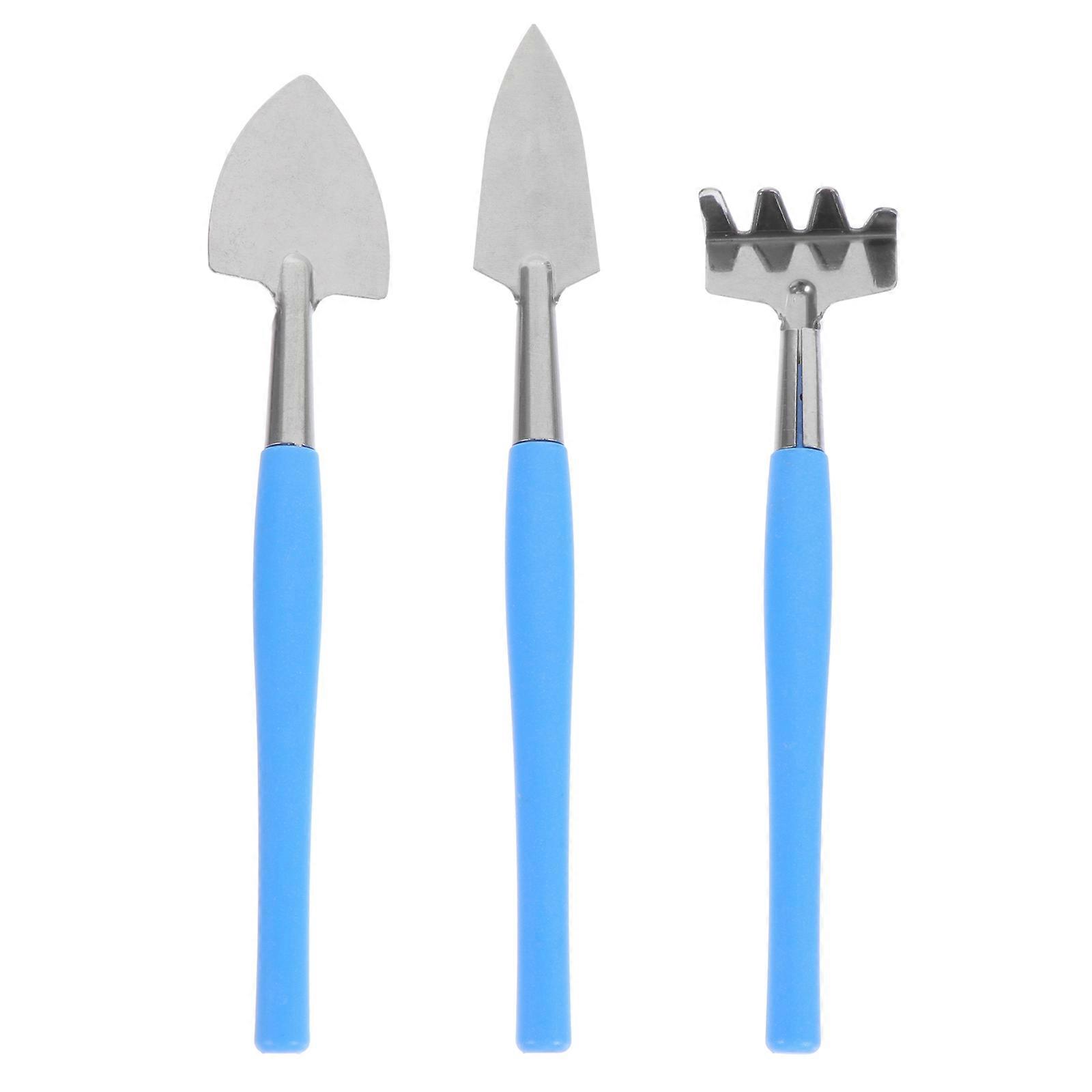 Gardening Trowels with Stainless Steel for Garden Use Blue NonSkid Handle Ergonomic Design 3Pcs