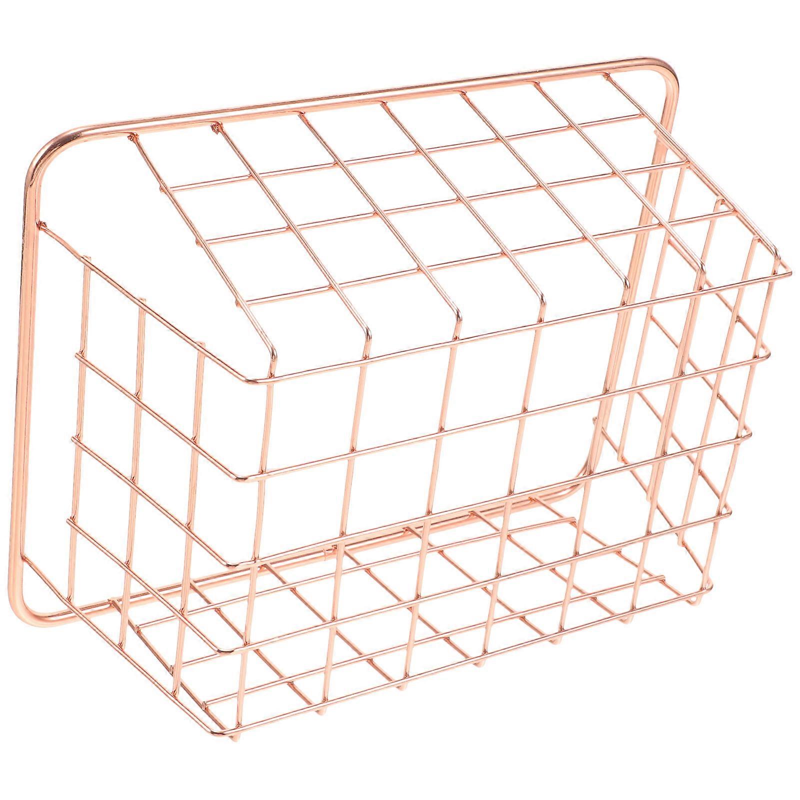 Multipurpose Basket Storage Baskets European Style Iron Material Golden Rectangular Shape For Home Users 20.00x15.50x9.00cm 1Pc