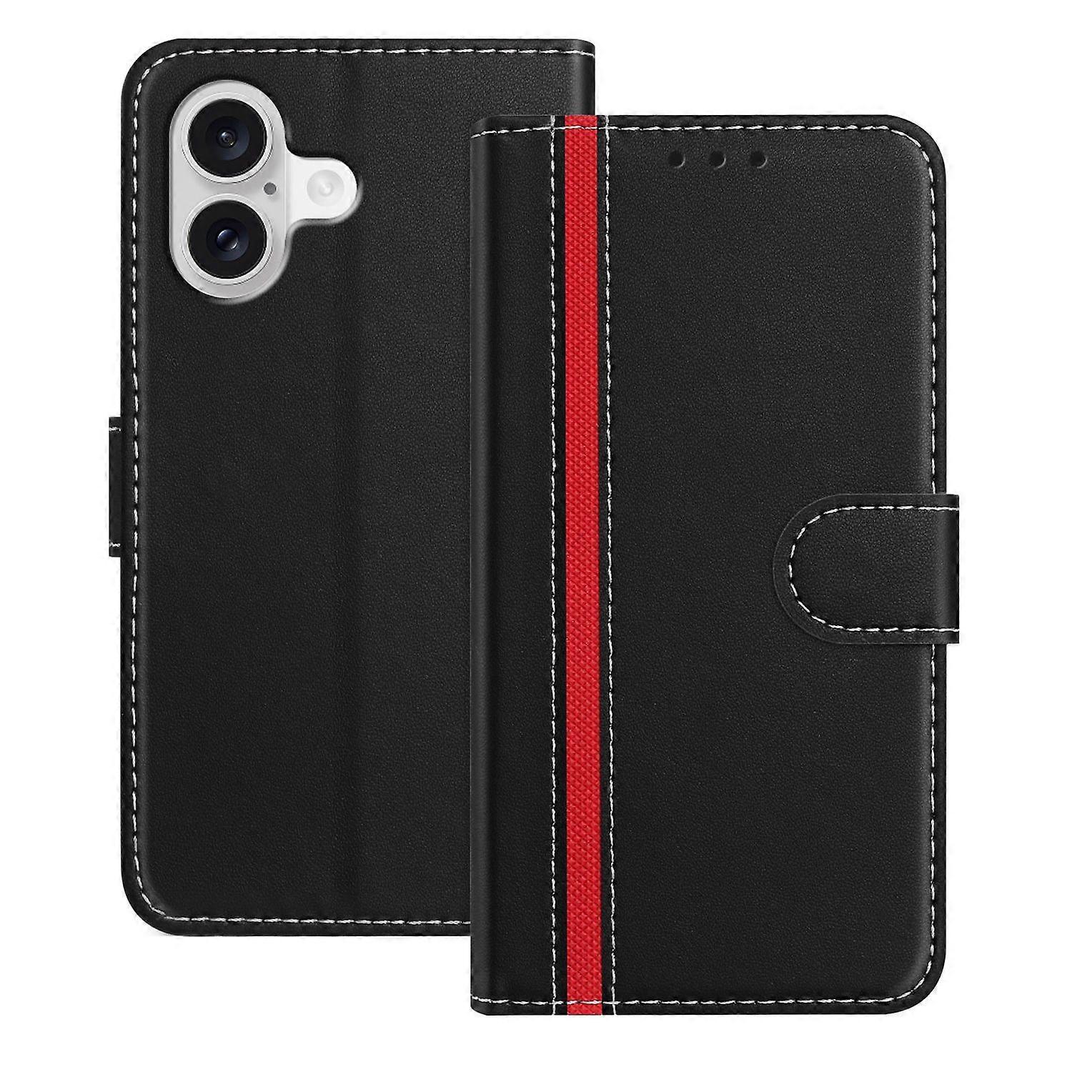 For iPhone 17 Phone Cases Wallet Stand Color Splicing Leather Cover with Magnetic Clasp