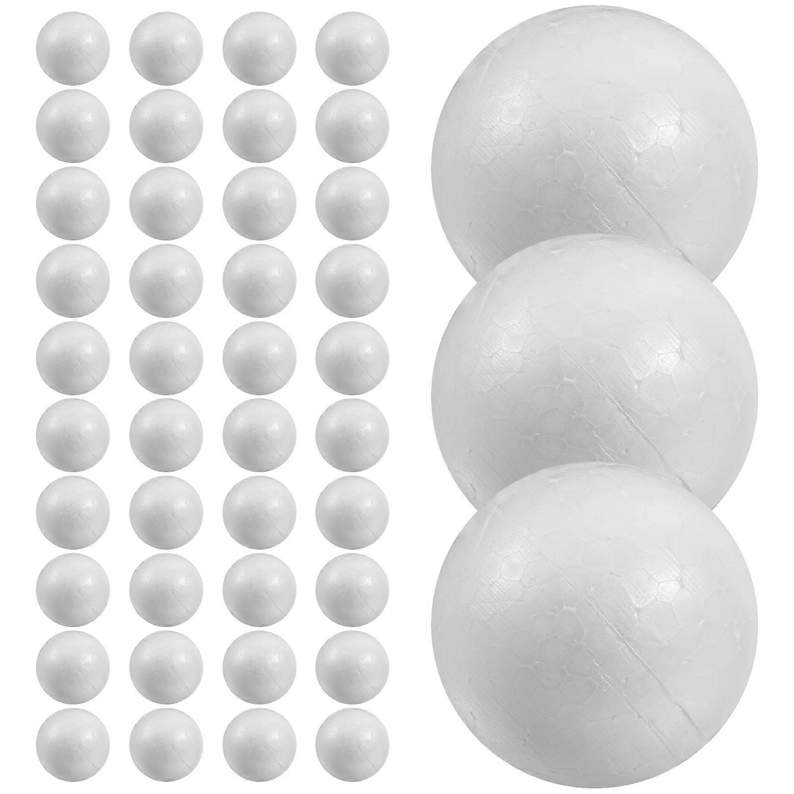 50pcs Solid White Polystyrene Balls for DIY Crafts, Wedding, Christmas Party Decorations & Molecular Model Making