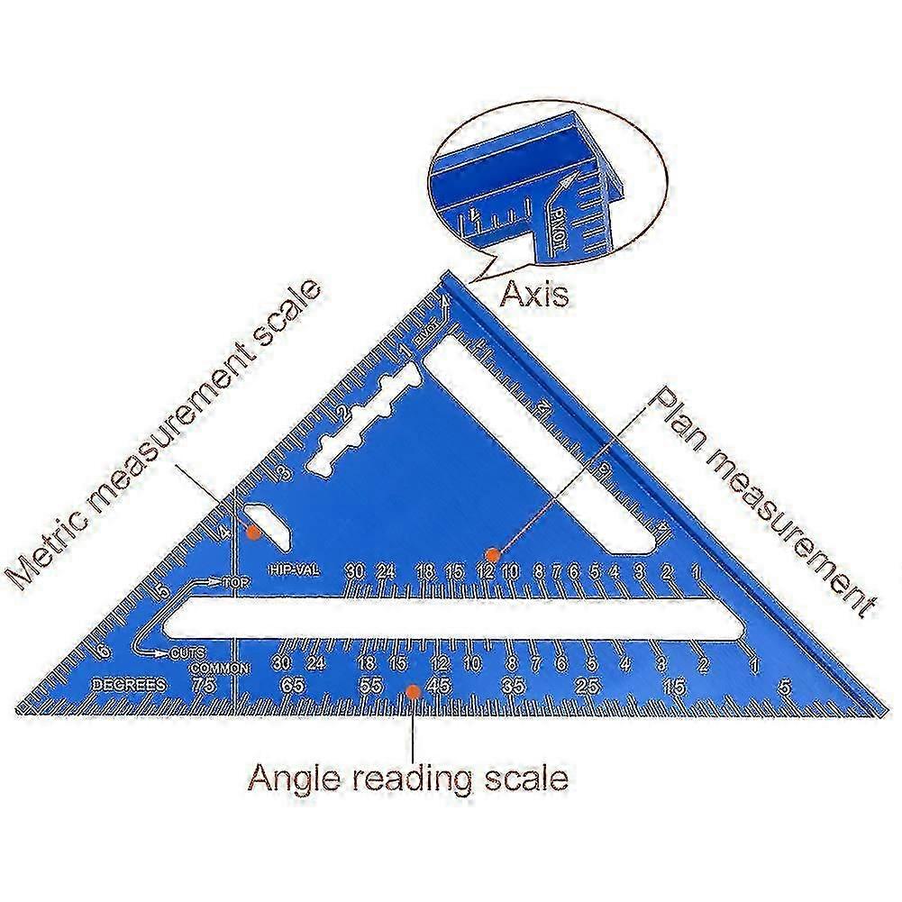 7 Inch Triangle Ruler, Blue Triangle Ruler, High Precision Aluminum ...