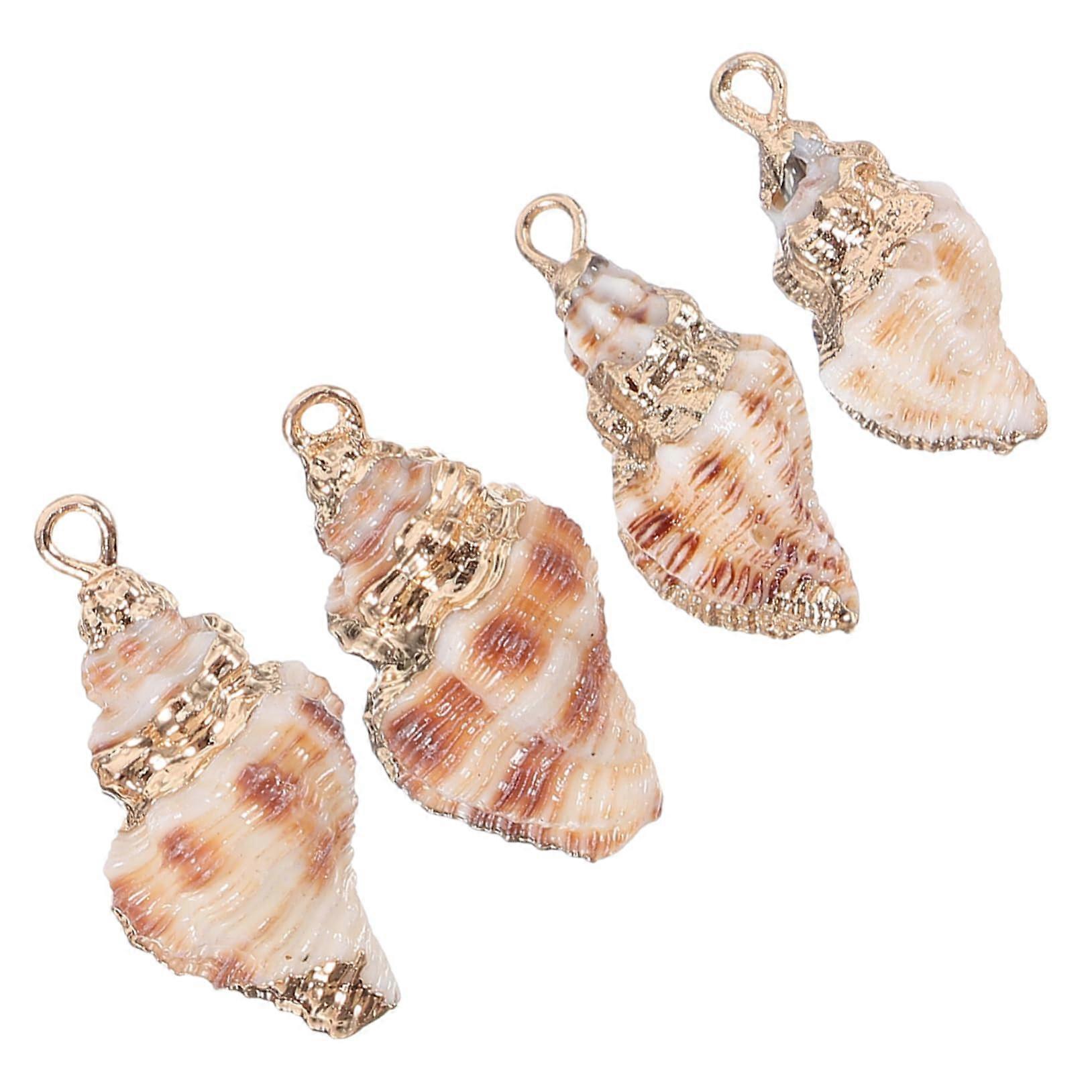 4 pieces natural shell pendants cowrie shell beads for DIY jewelry crafting and projects ocean beach for nautical crafts Ref: 3813