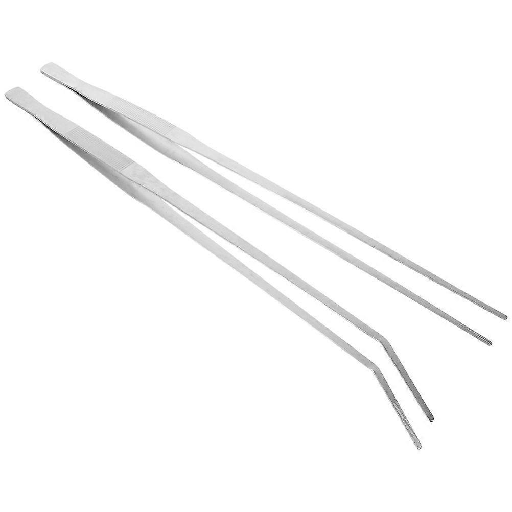 2pcs Extra Large Tweezers Portable Metal Feeding Tongs for Reptile Fish Long Handle Feeder Tongs