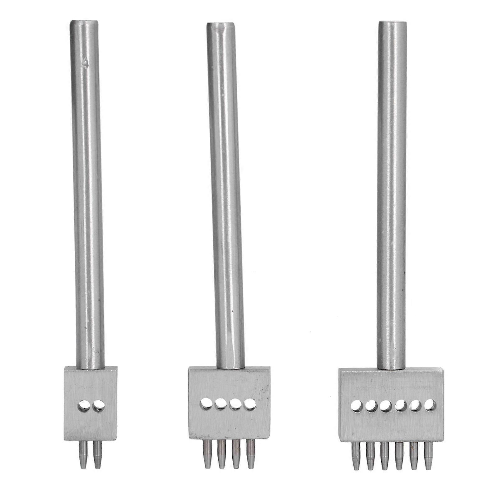 3Pcs Leather Perforated Tool Silver Tooth Durable Quick Easy DIY Leather Craft Tool Kits6mm