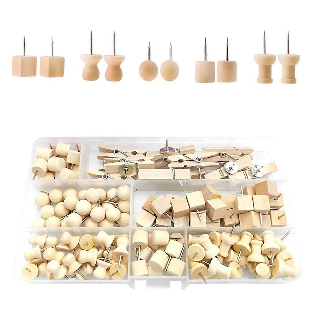 Assorted Color Wooden Pushpins for DIY Use Ideal for Photos Maps and Documents 1 Set