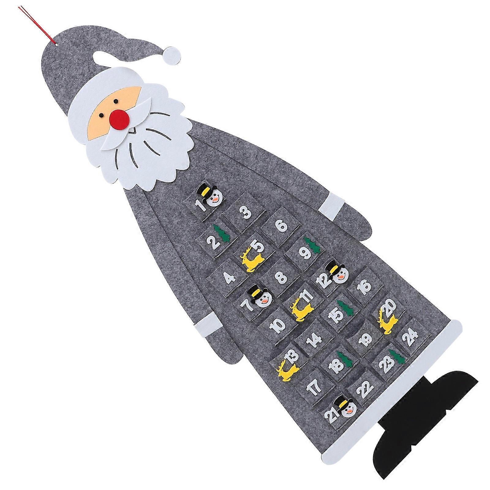 Christmas Theme Advent Calendar Countdown Hanging Ornaments For Office Decoration 1Pcs Grey