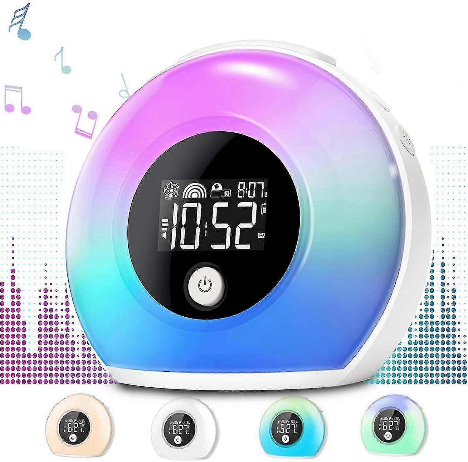Wake Up Light Alarm Clock With Bluetooth Speaker Uplayteck, Kids Night Light Alarm Clock, 4 Level Brightness SZRH A-J
