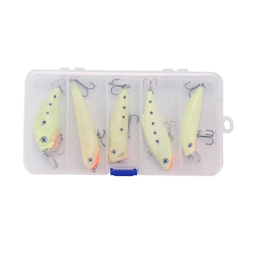 5pcs Luminous Plastic Fishing Lures Assorted -Like Baits with Storage Box for Outdoor Use