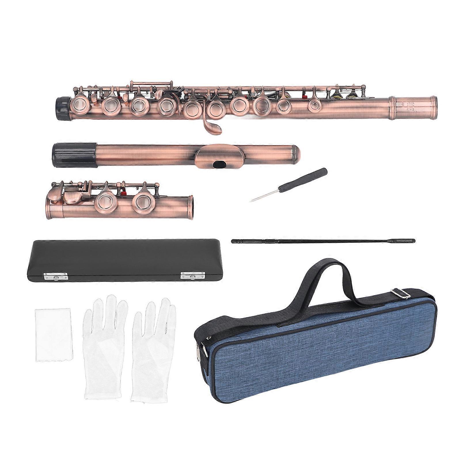C Flute 16 Keys Flute Closed Holes Flute Instrument with E Key for Beginner Orchestra Red