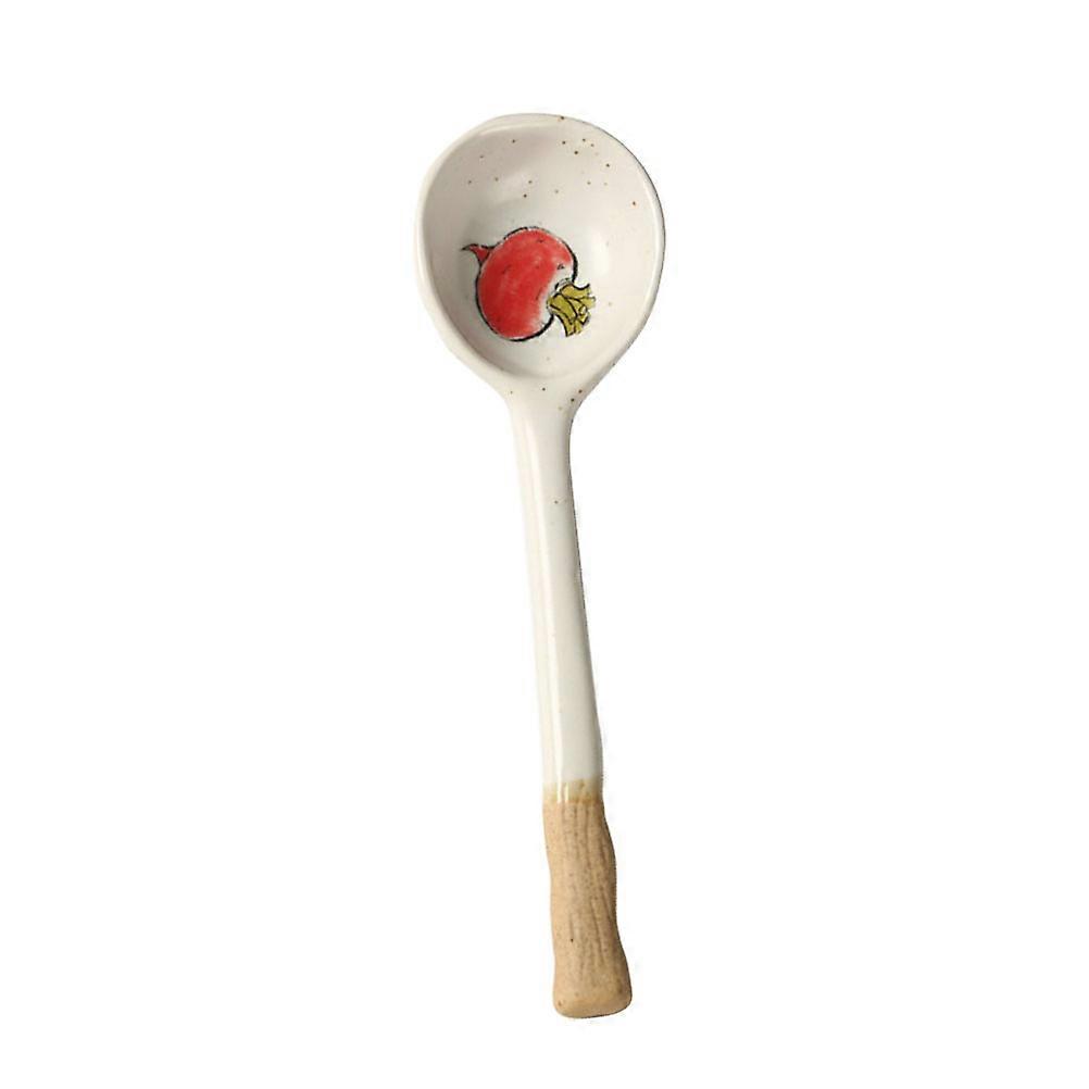 Ceramic Spoon for Kitchen Use with Assorted Colors and Cartoon Patterns 5.9 Inches