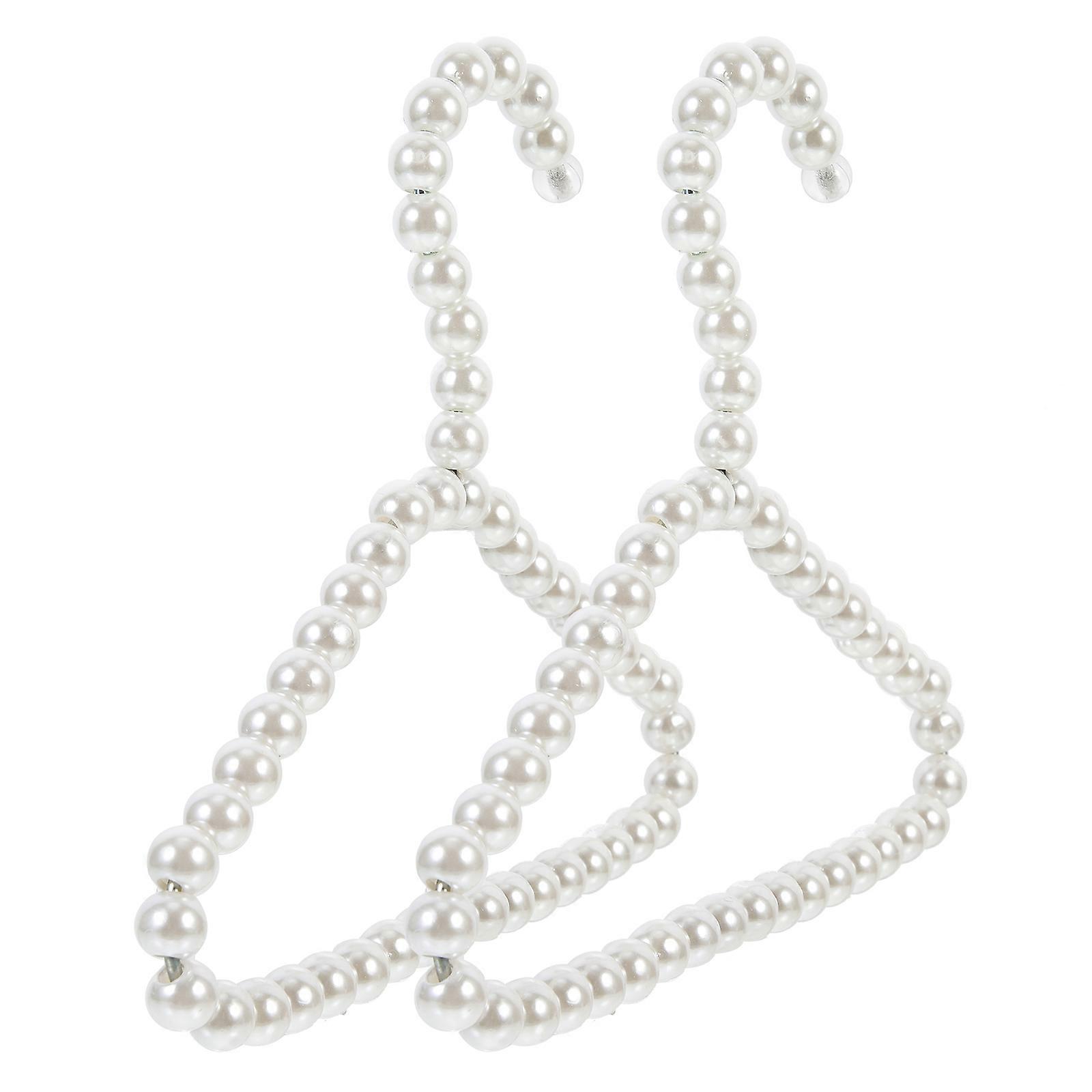 Pearl Hangers for Pet Clothes Made of Iron Wire and Pearl Material White Color 2 Pieces