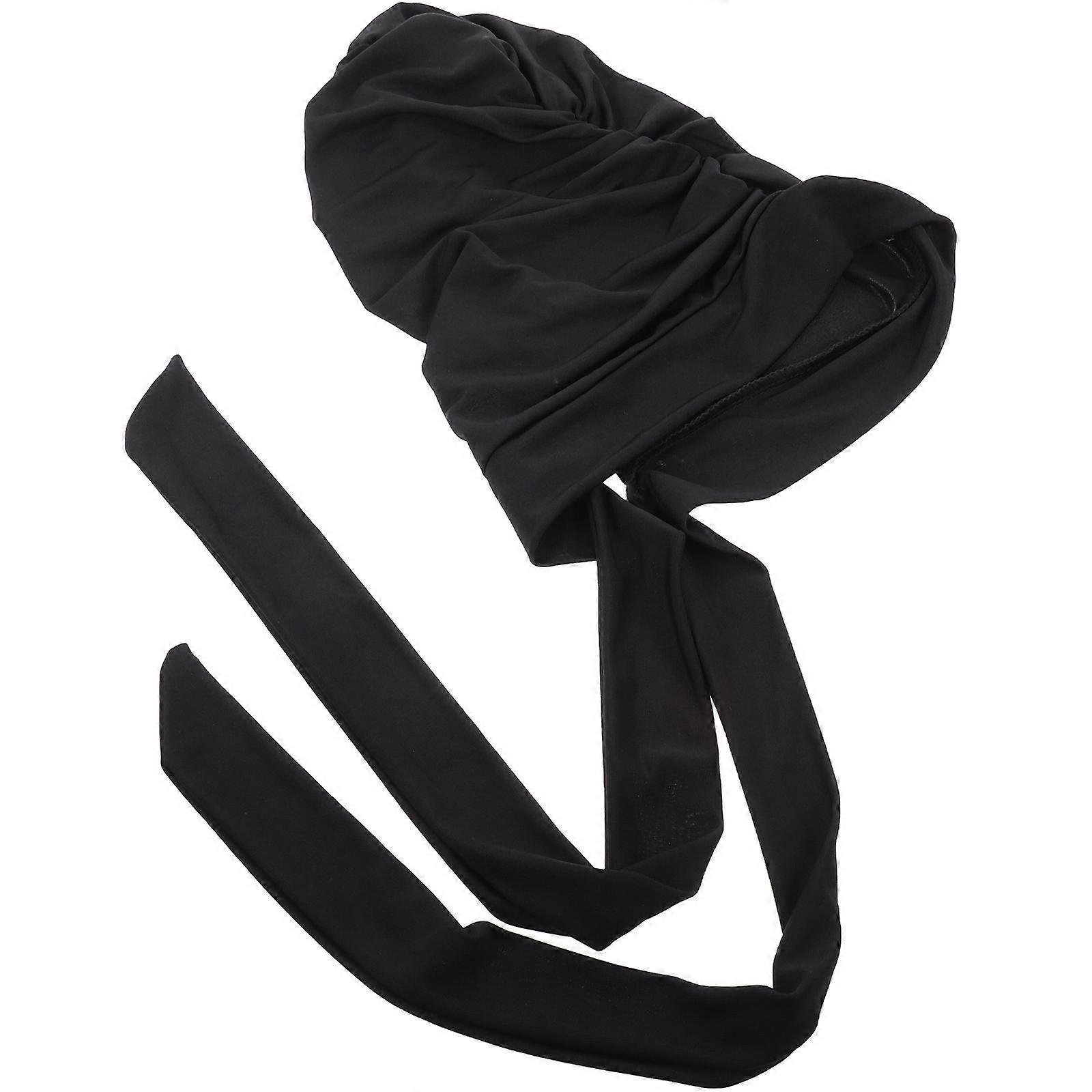 Black Women's Sleeping Hat Made of Polyester for Most Sizes Keeps Hair Moisture and Curly